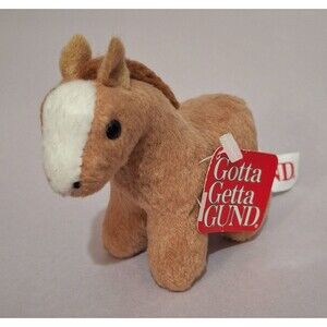 Gund Brown Plush Horse / Pony Stuffed Animal Toy 3.5" Tall Brown White #9037